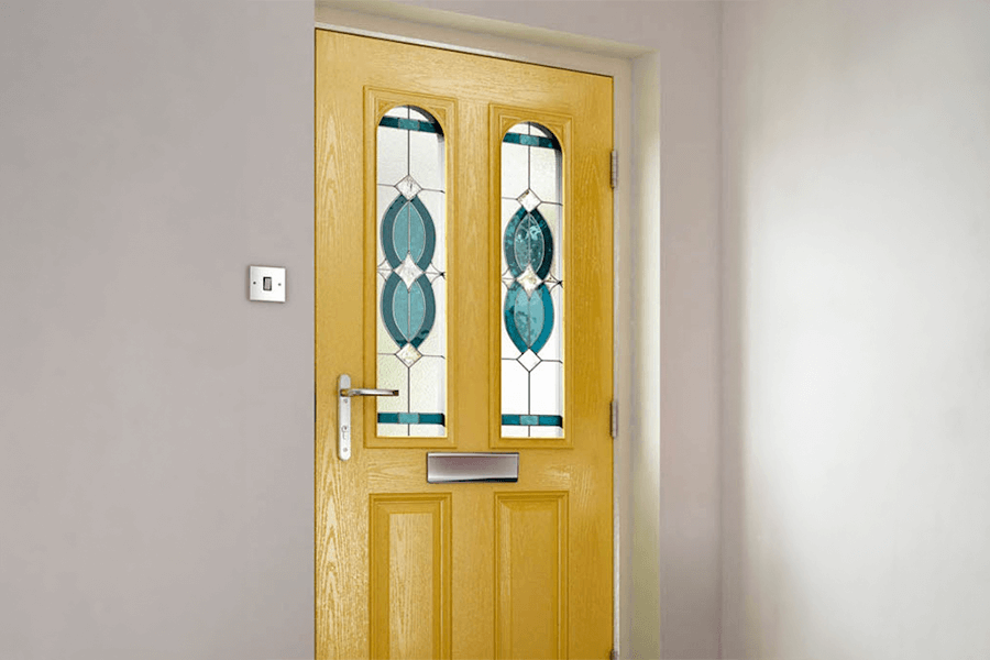 yellow timber front door